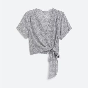 Lush Ranya Faux Wrap Cropped Blouse Black and White NWT Stitch Fix